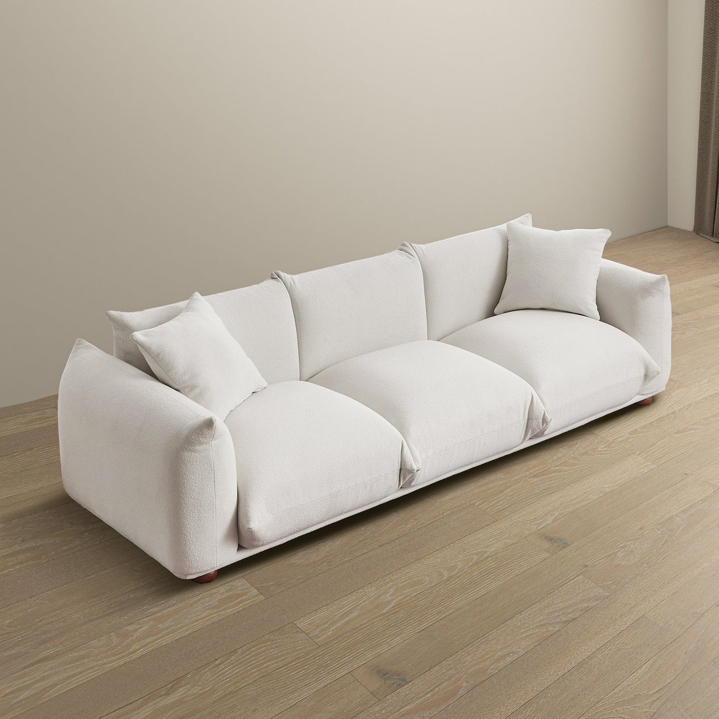 Kely Modern 100'' Cream Boucle Sofa by HouseOfZazla, cream boucle upholstery, contemporary sofa on Tampa Home & Garden Store