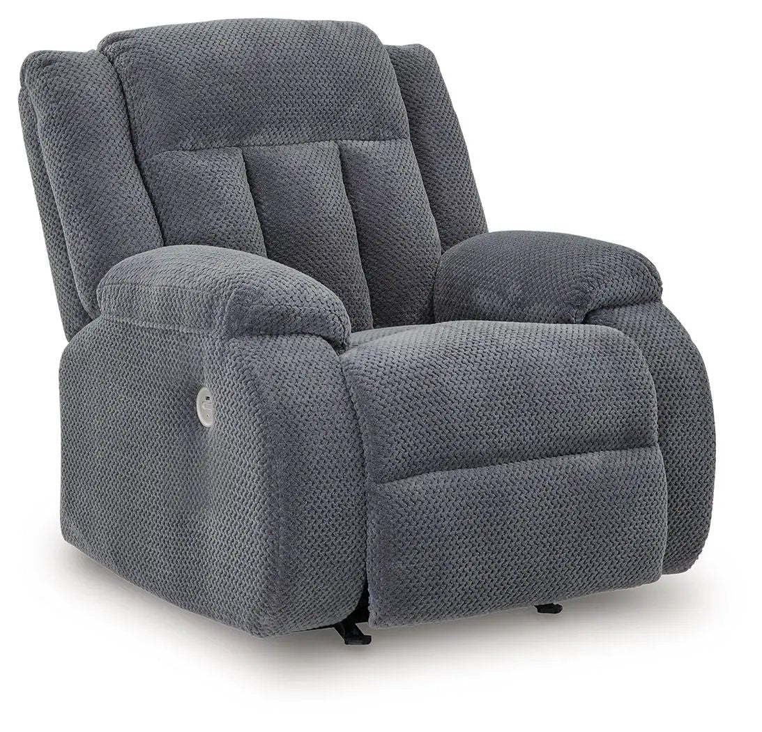 Observation Power Rocker Recliner by Unique Piece Furniture in steel gray textured fabric on Tampa Home & Garden Store