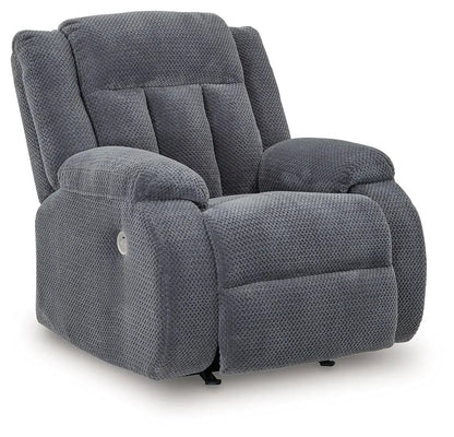 Observation Power Rocker Recliner by Unique Piece Furniture in steel gray textured fabric on Tampa Home & Garden Store