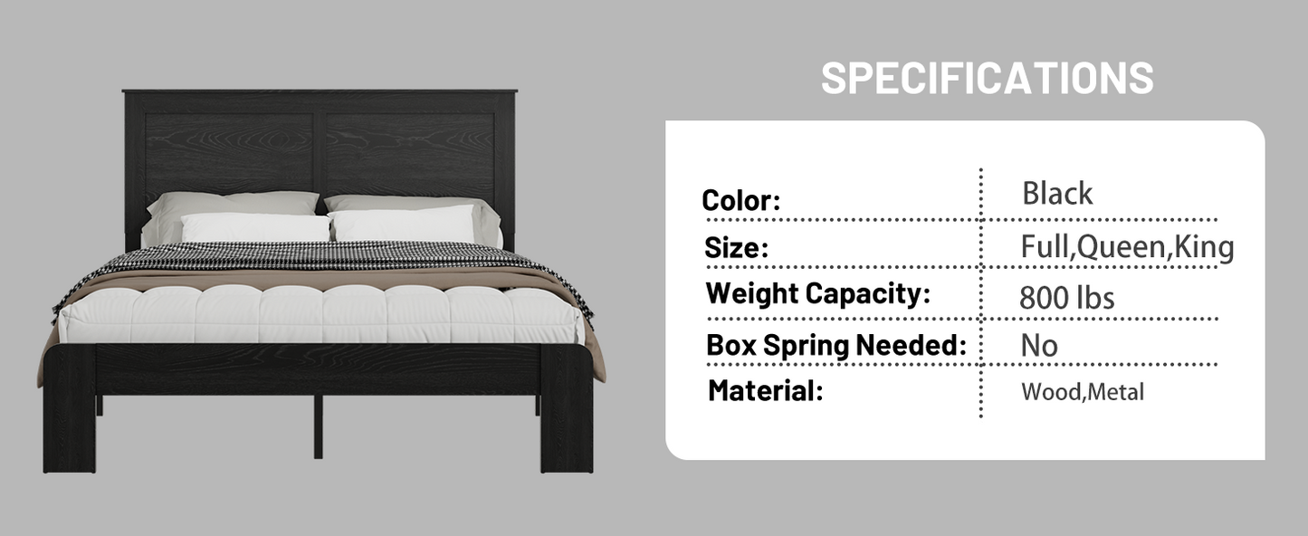 Full Size Sturdy Wooden Platform Bed Frame