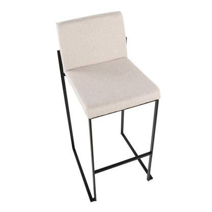 High back contemporary barstool beige fabric seat with black metal legs on Tampa Home & Garden Store