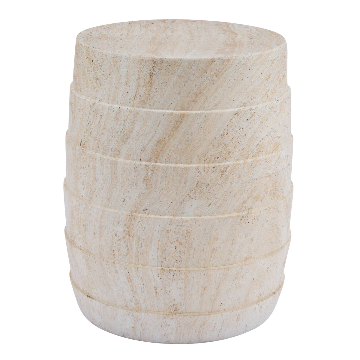 Modern Beige Outdoor Side Table with Ribbed