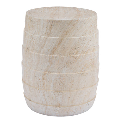 Modern Beige Outdoor Side Table with Ribbed