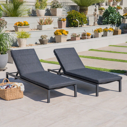 Pair of modern chaise lounges in dark gray with water-resistant cushions by HouseOfZazla on Tampa Home & Garden Store