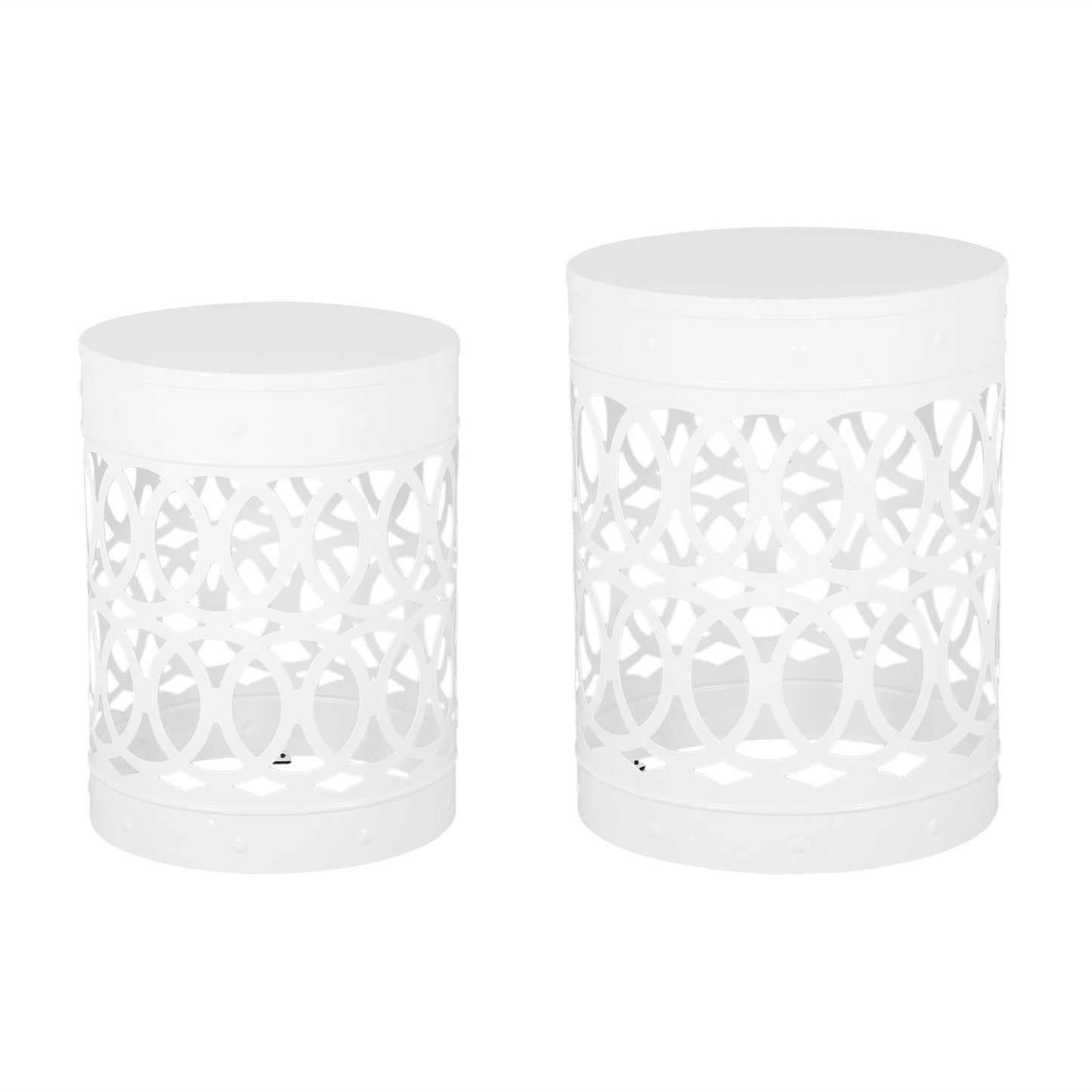 Outdoor Metal Side Tables Set of Two for Patio