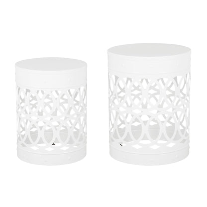 Outdoor Metal Side Tables Set of Two for Patio
