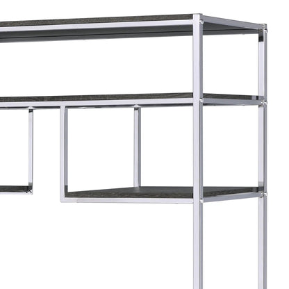 Vonara etagere bookshelf by Unique Piece Furniture in chrome frame with gray oak shelves on Tampa Home & Garden Store