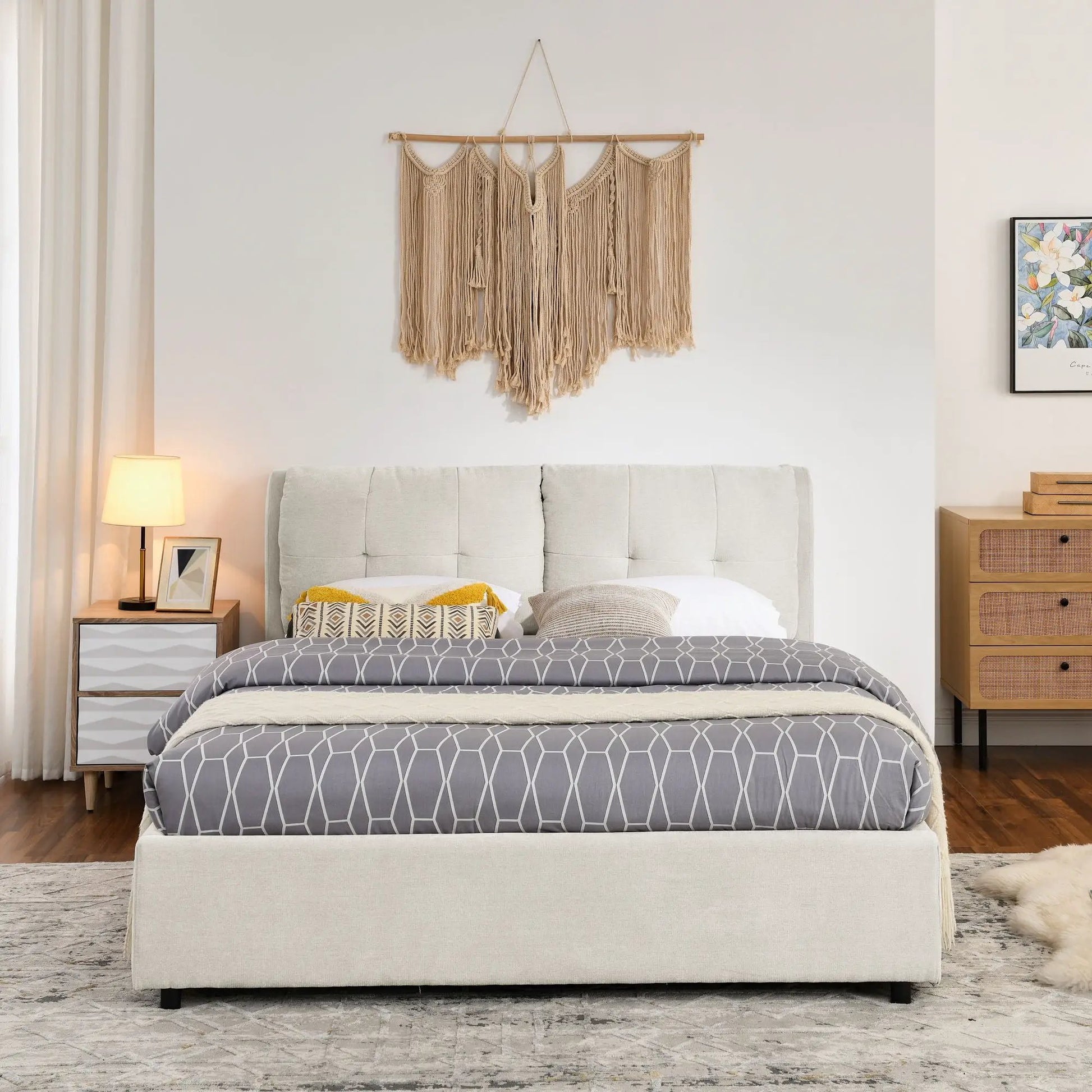 Storage upholstered platform bed with integrated headboard by Unique Piece Furniture on Tampa Home & Garden Store