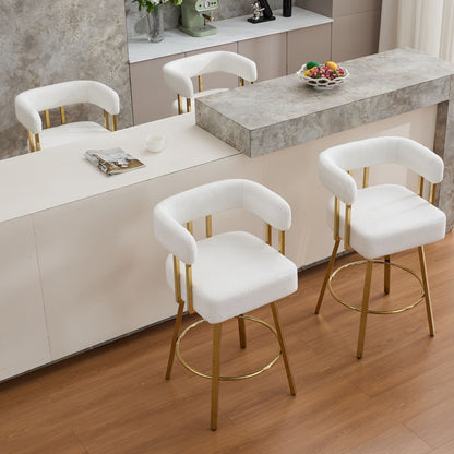 Decorative upholstered side chairs set of 2 in white boucle with gold legs for living room on Tampa Home & Garden Store