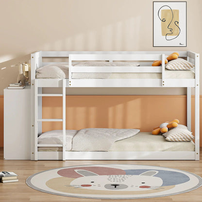 Bunk Bed With Four Drawers and Three Shelves