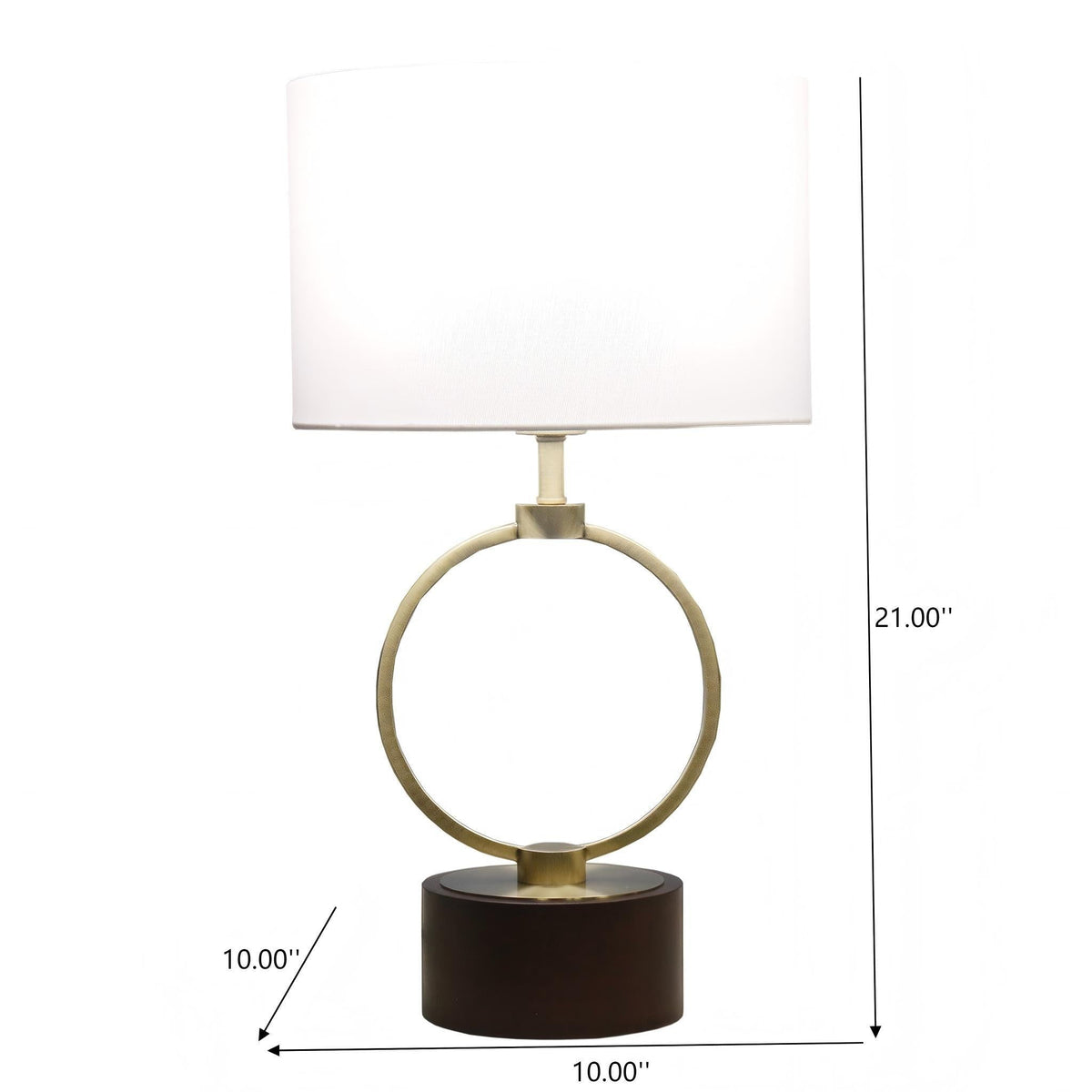 Nordic Home Creative Bedroom Table Lamp with grid metal circular ring, white shade, dark base on Tampa Home & Garden Store