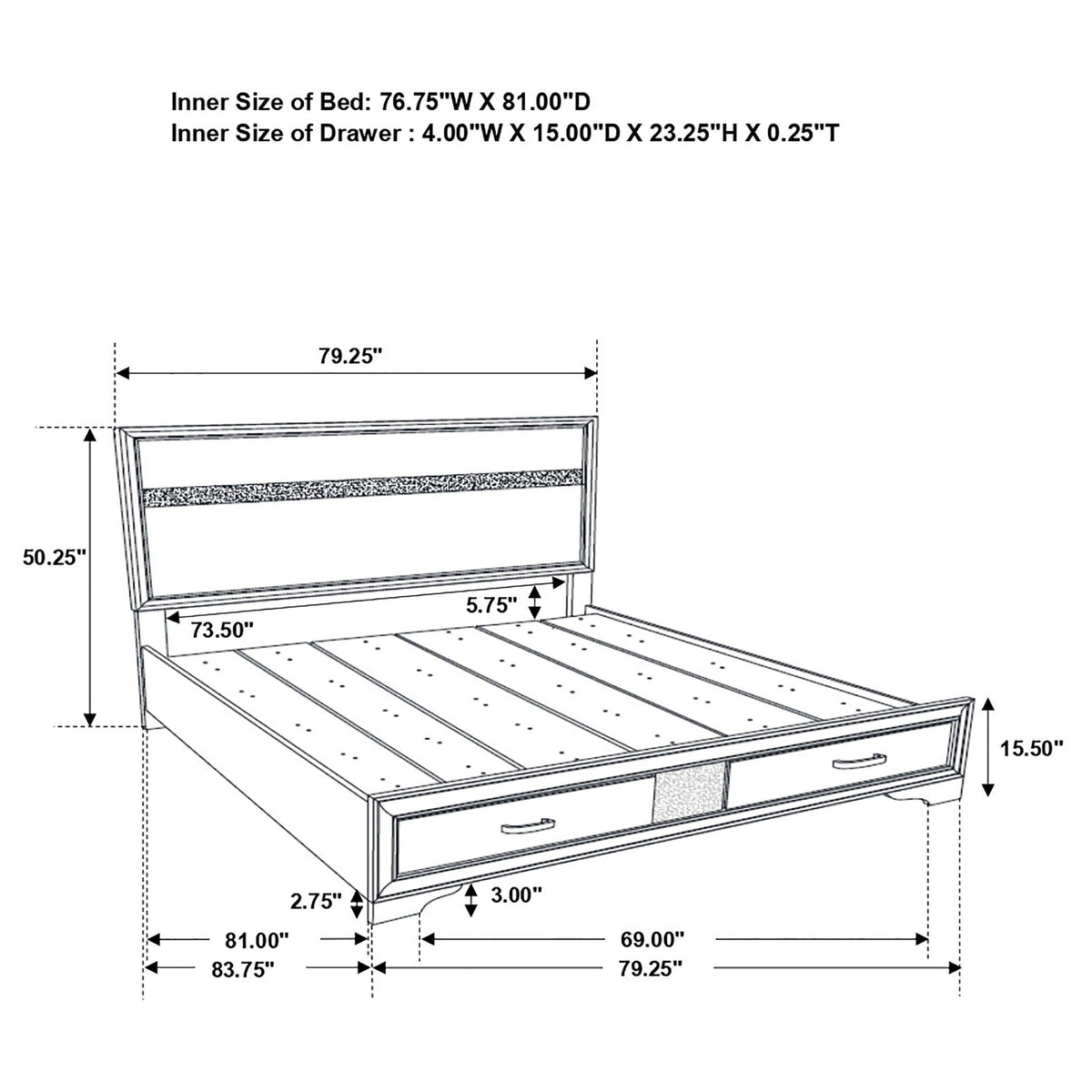 Annie 4-Piece Bedroom Set by HouseOfZazla blueprint bed with drawers and headboard on Tampa Home & Garden Store