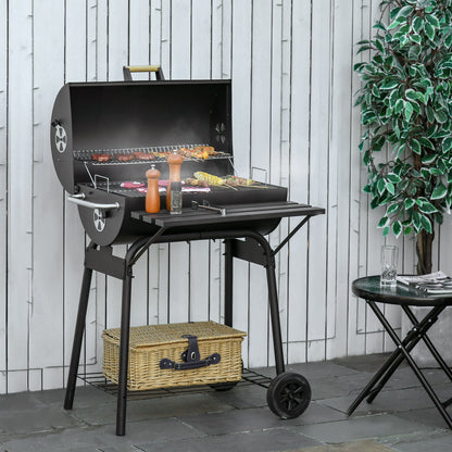 Outsunny portable barrel charcoal grill in black steel with wheeled stand on Tampa Home & Garden Store