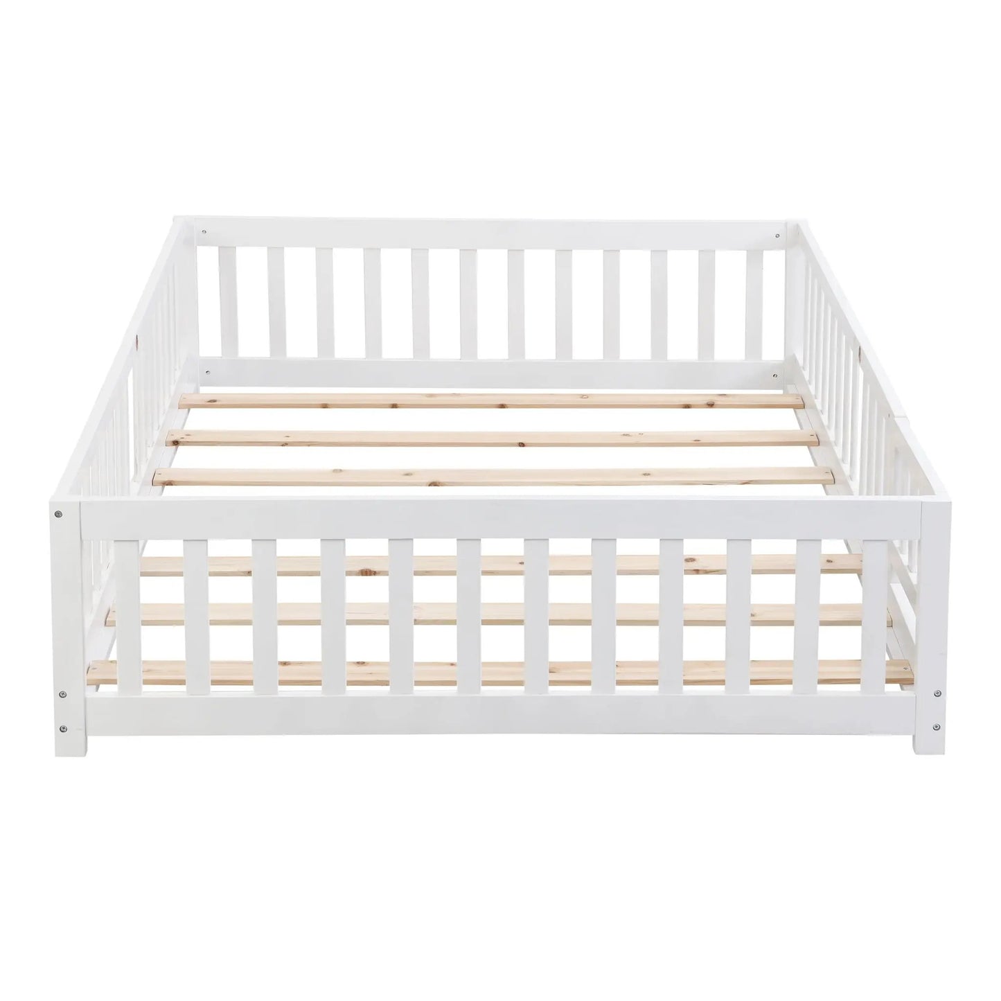Solid Wood Floor Bed with Door and Fence