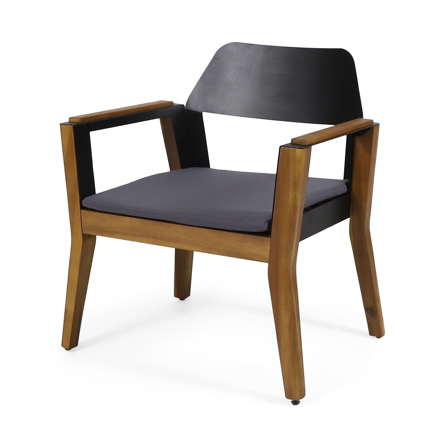 Soho Transitional Outdoor Club Chair Set of 2 with teak frame and dark gray cushions on Tampa Home & Garden Store