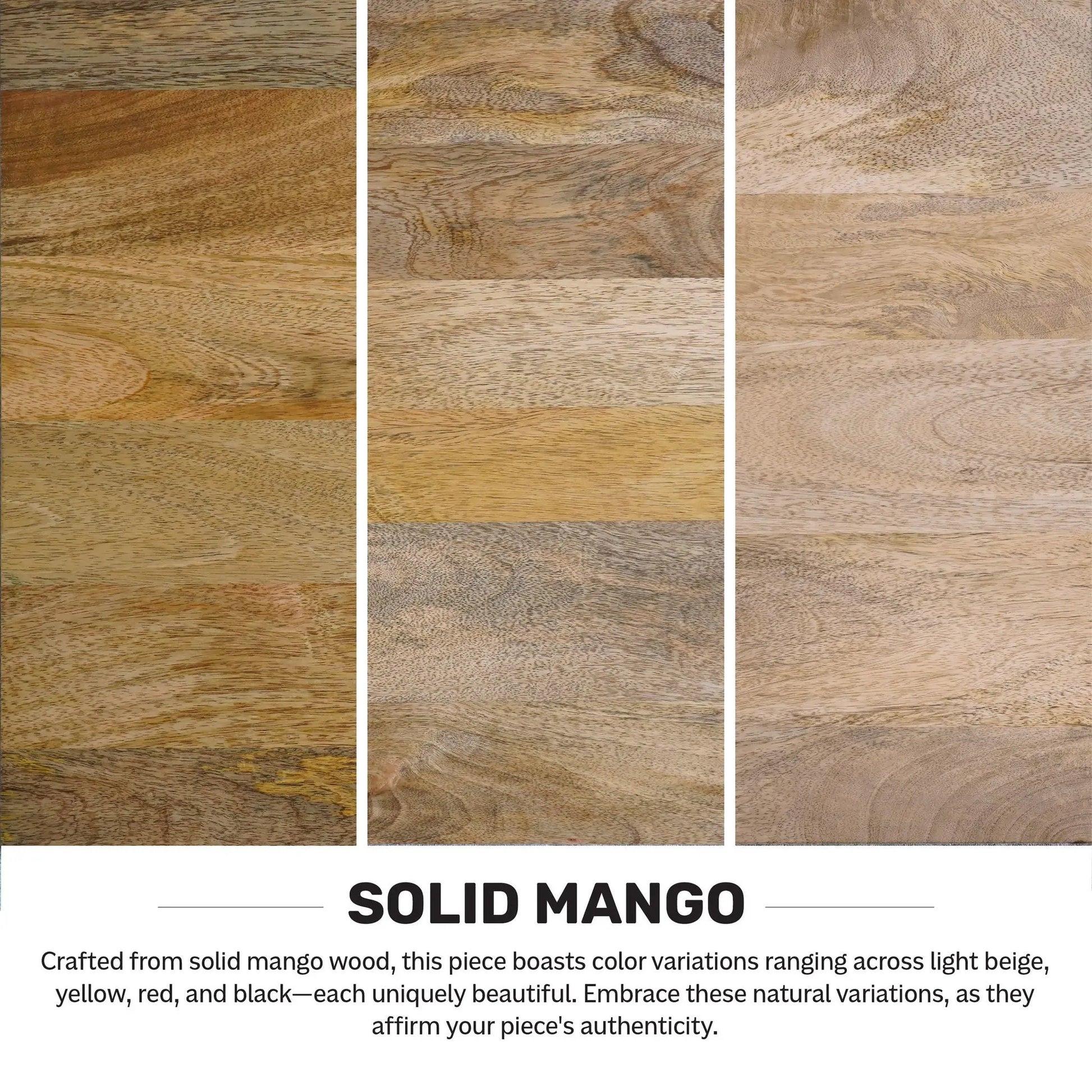 Hunter square tabletop dining table solid mango wood with natural color variations on Tampa Home & Garden Store