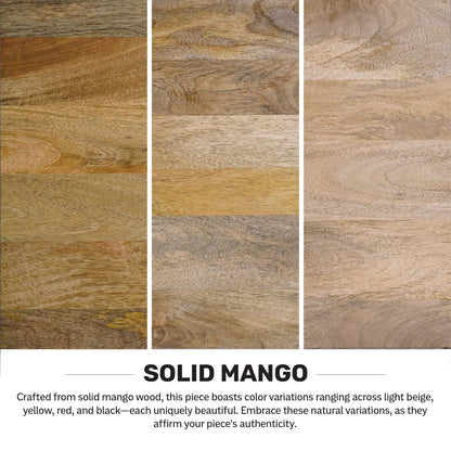 Hunter square tabletop dining table solid mango wood with natural color variations on Tampa Home & Garden Store