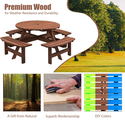 8-person wooden picnic table with benches, brown outdoor dining set HouseOfZazla on Tampa Home & Garden Store