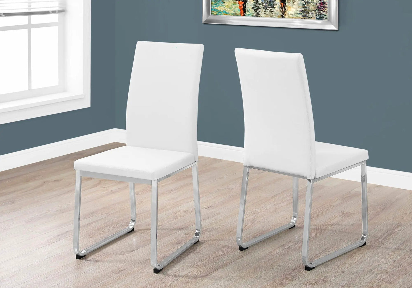 Dining side chairs upholstered in white with chrome cantilever legs set of 2 on Tampa Home & Garden Store