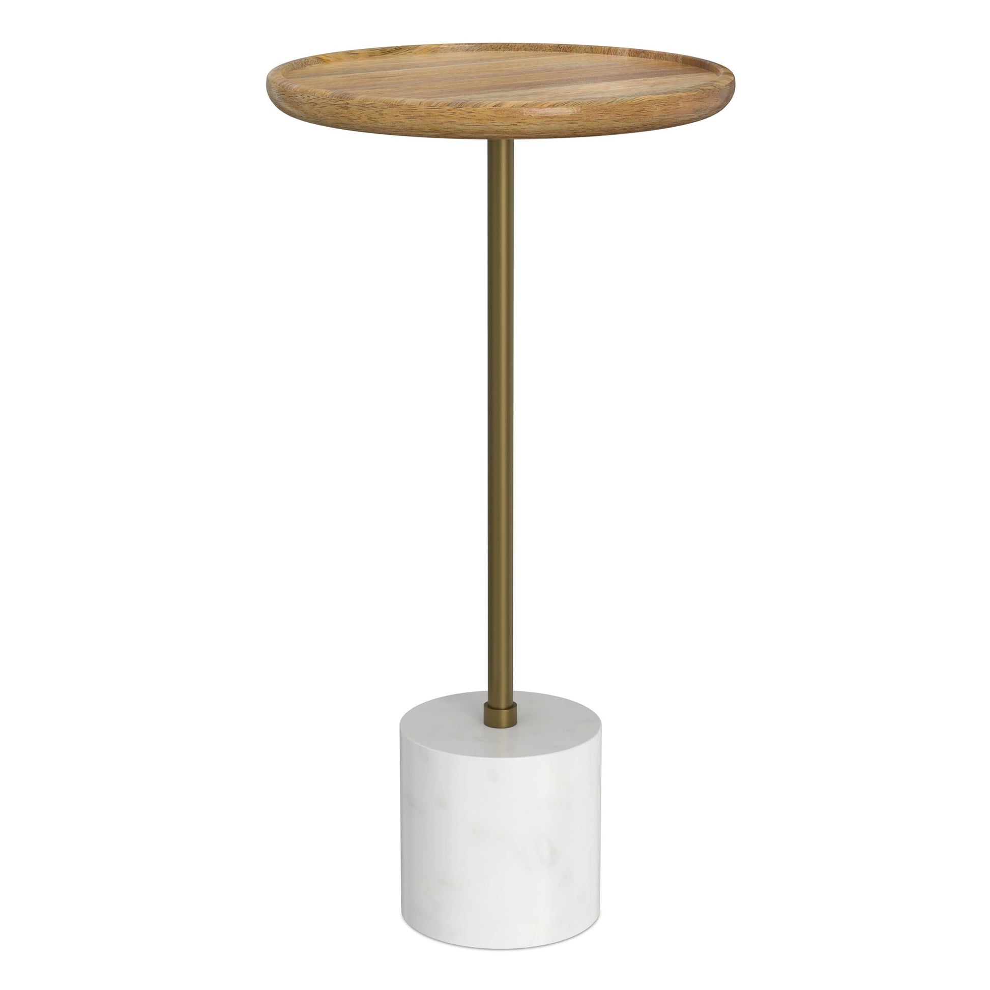 Turner Side Table with Marble Base and Brass Frame, round wood top by Unique Piece Furniture on Tampa Home & Garden Store