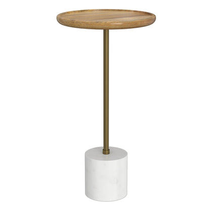 Turner Side Table with Marble Base and Brass Frame, round wood top by Unique Piece Furniture on Tampa Home & Garden Store