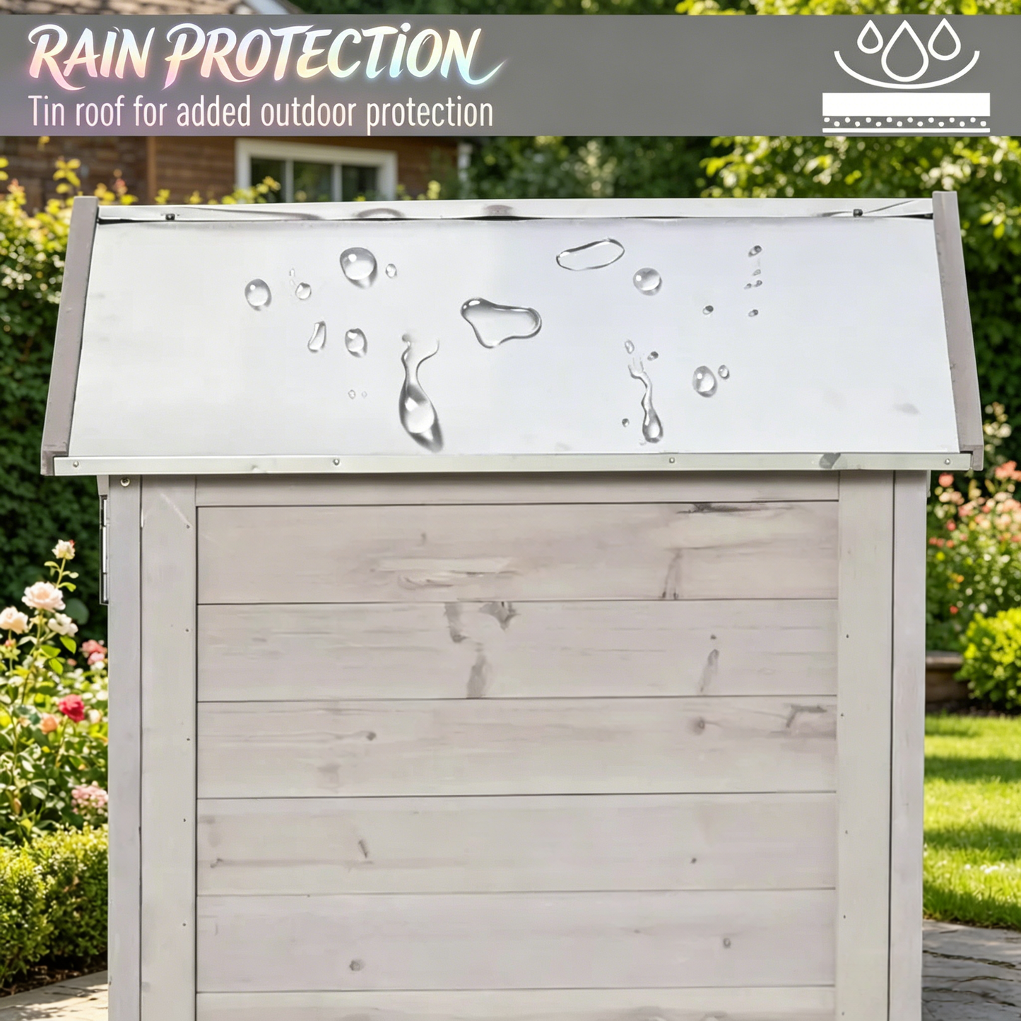 an Outdoor Storage Shed With Tilted Tin Roof