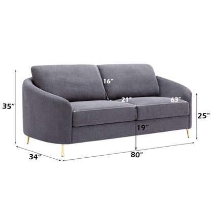 Yuina Linen Sofa gray by HouseOfZazla stationary sofa with gray linen fabric on Tampa Home & Garden Store