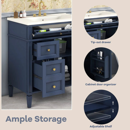 Bathroom Vanity With Top Sink and Storage Cabinet