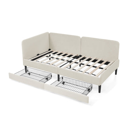 Upholstered Platform Sofa Bed with Drawers