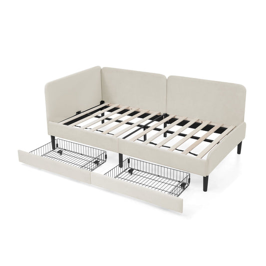 Upholstered Platform Sofa Bed with Drawers
