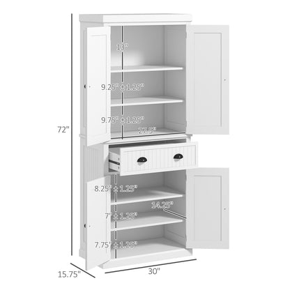 Freestanding White Kitchen Pantry and Cabinet