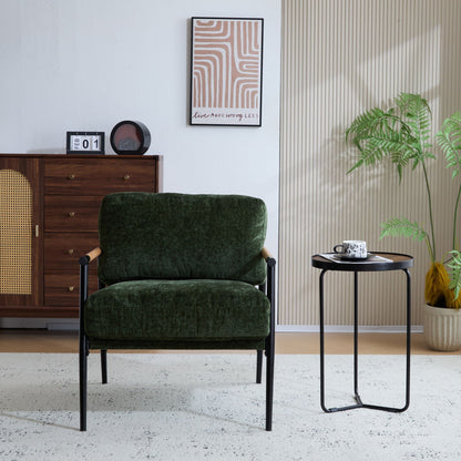 Modern Accent Chair in green velvet with wooden armrests by HouseOfZazla on Tampa Home & Garden Store