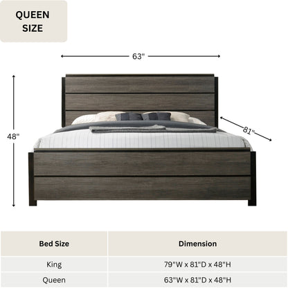 Ioana Contemporary Wood Panel Bed by HouseOfZazla, wood headboard, queen size 63W x 81D x 48H on Tampa Home & Garden Store
