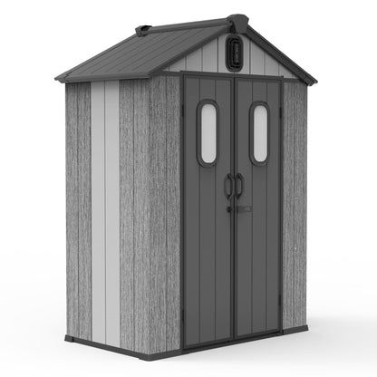 Outdoor Resin And Glass Storage Shed For Patio