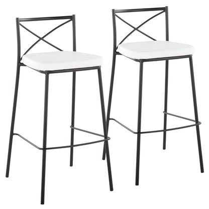 Bar stools set of 2, contemporary fixed-height with metal frames and white cushions on Tampa Home & Garden Store