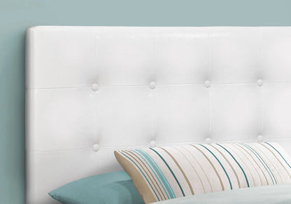Twin size white upholstered headboard only with vertical tufting and button accents on Tampa Home & Garden Store