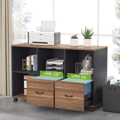L-Shaped executive desk in brown/black with mobile file cabinet and printer by HouseOfZazla on Tampa Home & Garden Store