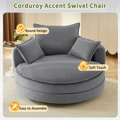 360 Degree Swivel Barrel Chair with Dual Cushions
