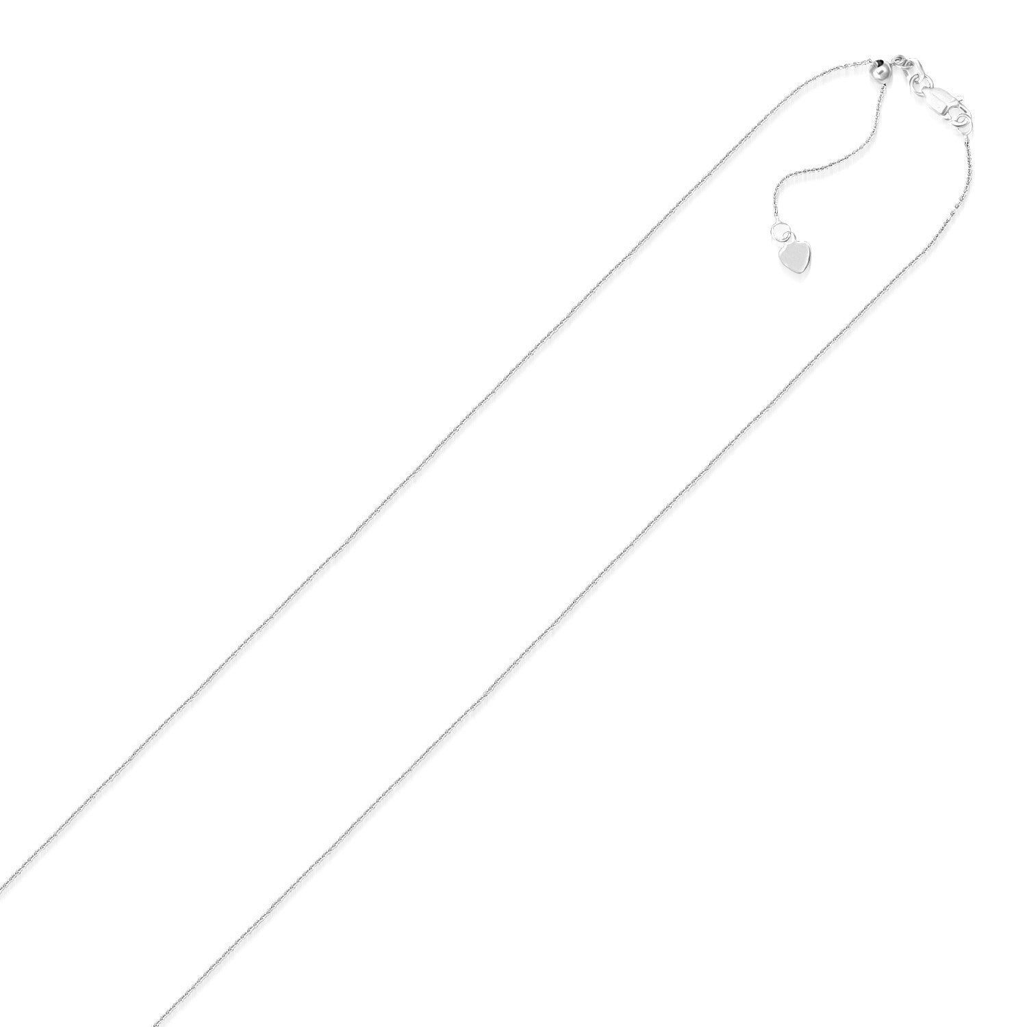 14k white gold adjustable cable chain necklace 0.9mm with heart pendant by Bids.com on Tampa Home & Garden Store