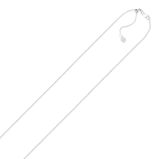 14k white gold adjustable cable chain necklace 0.9mm with heart charm and extender on Tampa Home & Garden Store