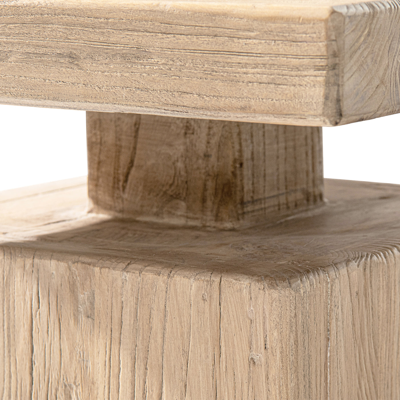 Calder end table solid square reclaimed elm plinth heritage light brown HouseOfZazla on Tampa Home & Garden Store