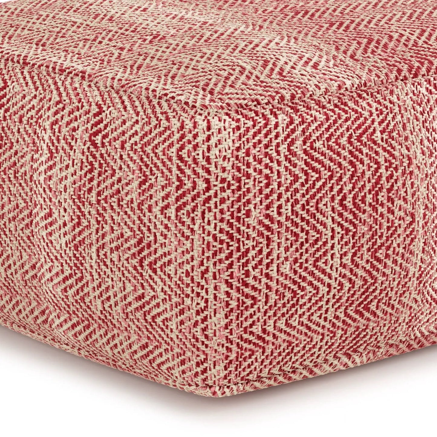 Nate handcrafted square pouf red cream woven textile Unique Piece Furniture on Tampa Home & Garden Store