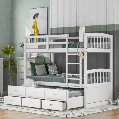 Bunk bed with trundle and drawers, arched headboard and footboard, white by HouseOfZazla on Tampa Home & Garden Store