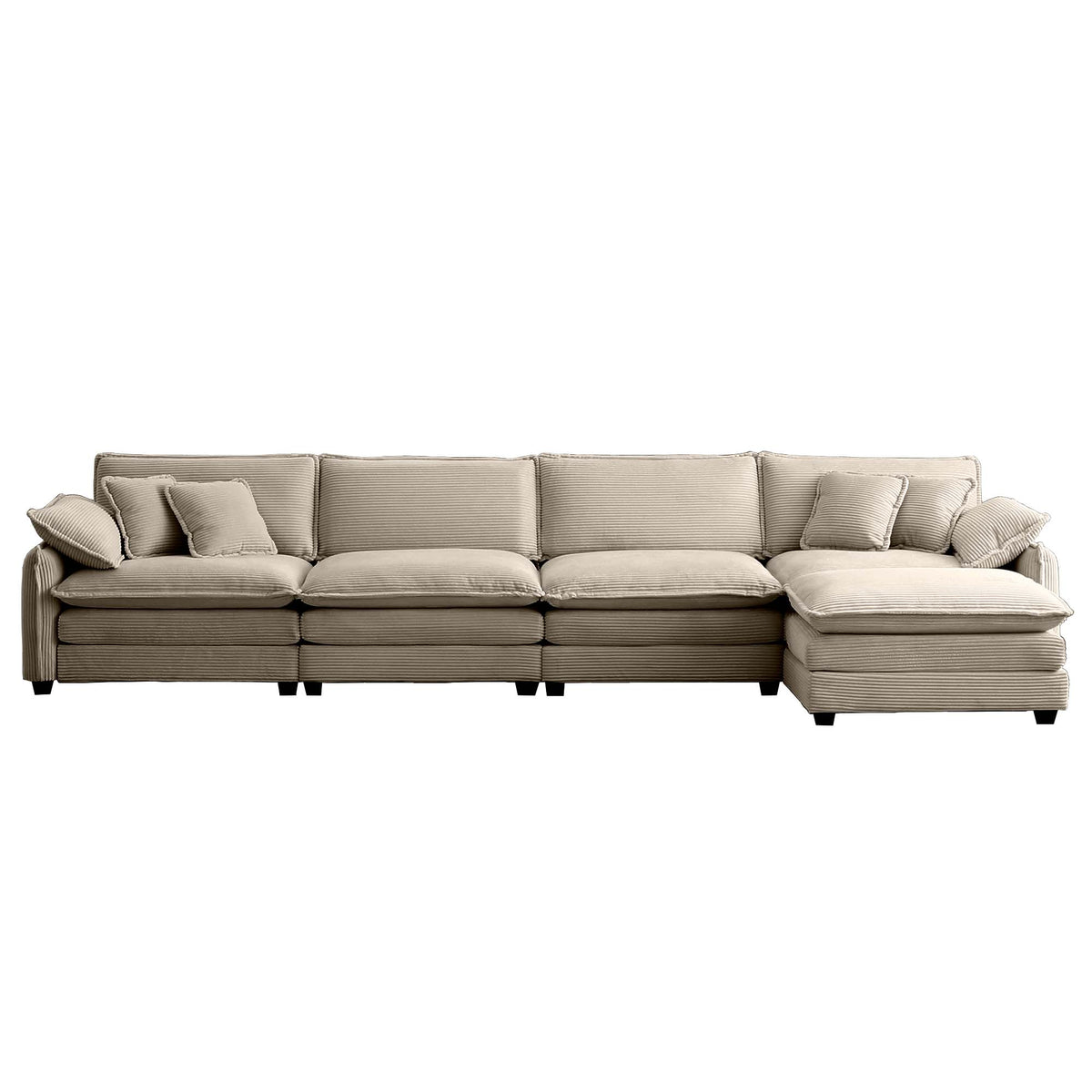 Sofa HouseOfZazla beige corduroy 4-seater with matching footstool on Tampa Home & Garden Store