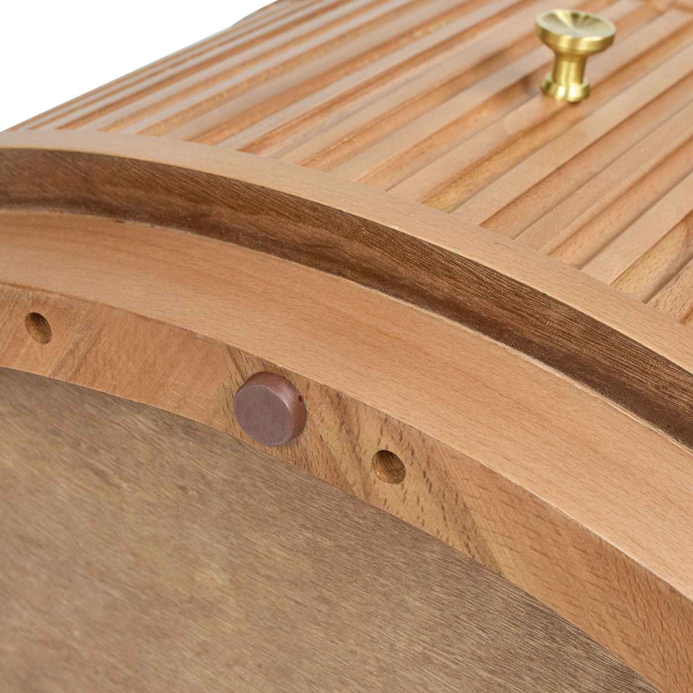Valentine 2 Drawer Storage Side Table in natural wood with curved edge and brass knob on Tampa Home & Garden Store