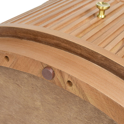 Valentine 2 Drawer Storage Side Table in natural wood with curved edge and brass knob on Tampa Home & Garden Store