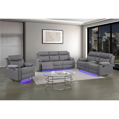 Blanche reclining sofa set, 3-piece gray upholstery with LED lighting by Unique Piece Furniture on Tampa Home & Garden Store