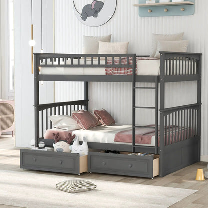 Bunk Bed With Drawers in dark gray, convertible with storage and ladder on Tampa Home & Garden Store