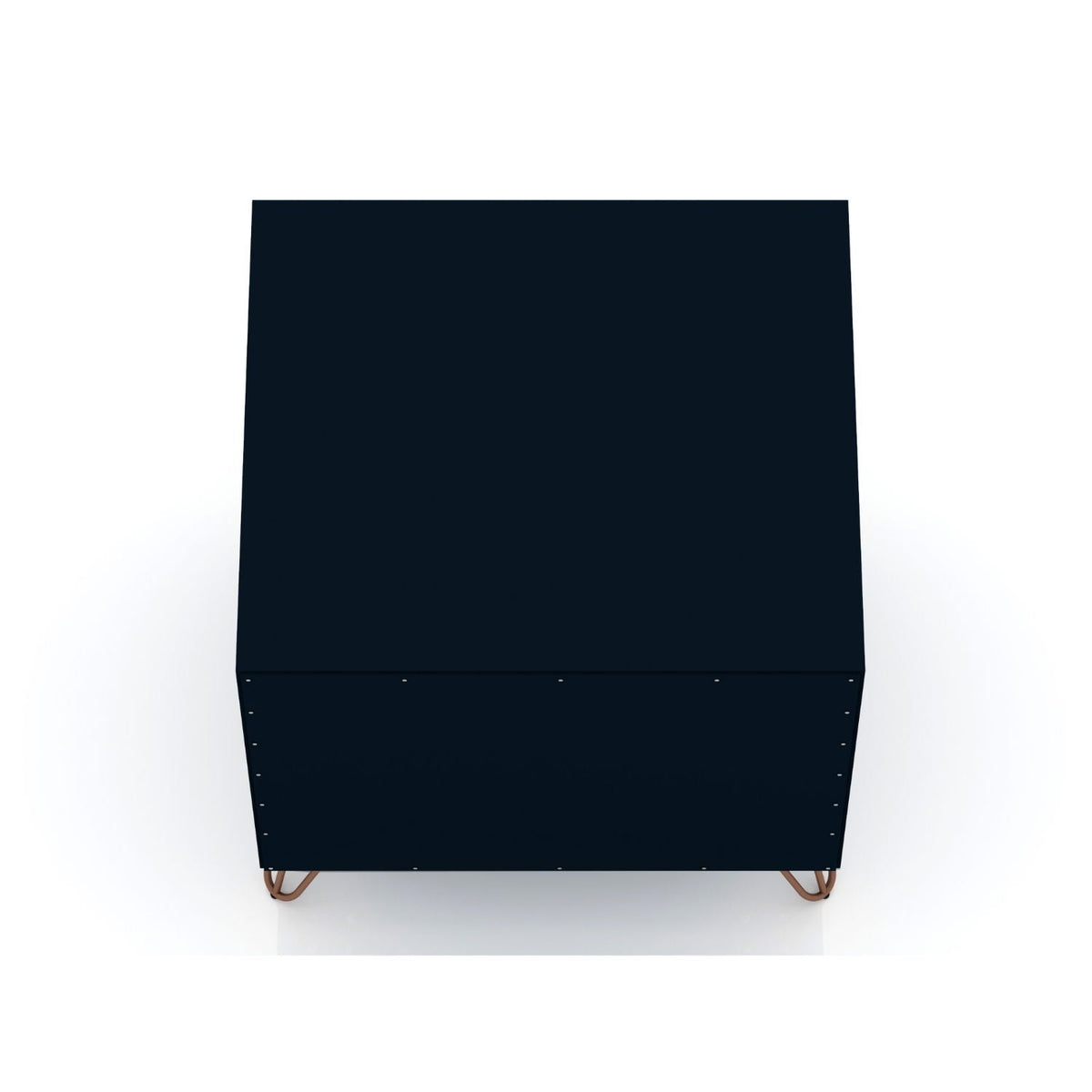 Rockefeller Nightstand with 1 drawer, navy finish, splayed copper legs, HouseOfZazla on Tampa Home & Garden Store