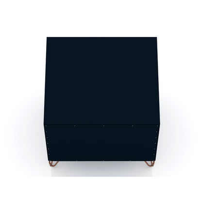 Rockefeller Nightstand with 1 drawer, navy finish, splayed copper legs, HouseOfZazla on Tampa Home & Garden Store